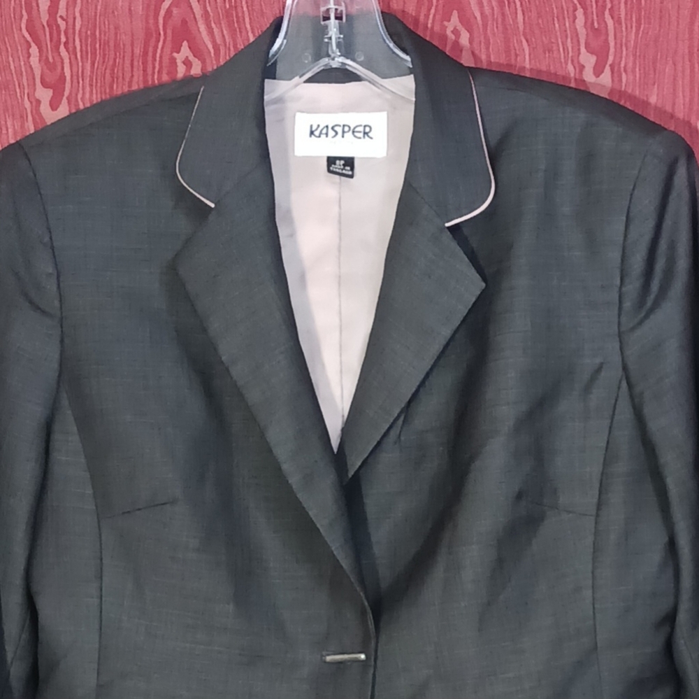 Kasper 2 Piece Gray Collared Button Long Sleeve S… - image 2